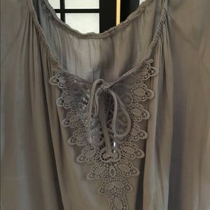 Gray  5XL sheer short sleeve blouse